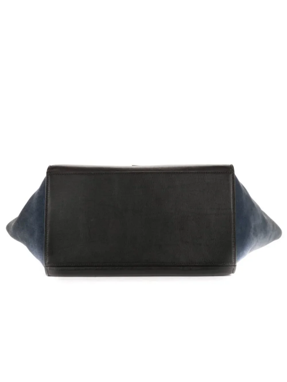 Celine Small Tricolor Trapeze Gray Black Blue Calfskin Leather Shoulder